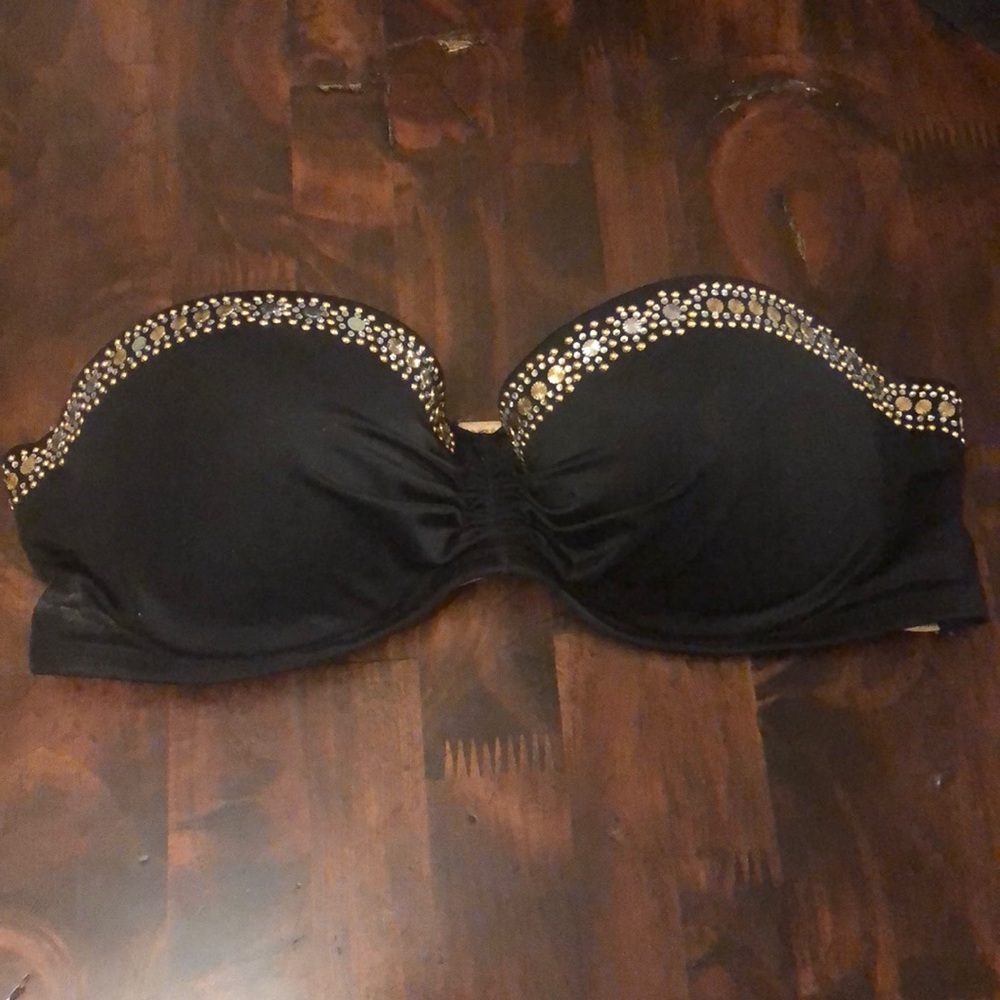 Victoria secret Black embellished bikini top.